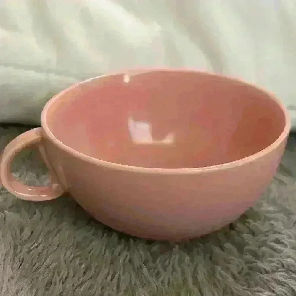 Vintage mcm coffee cup California Pottery pink